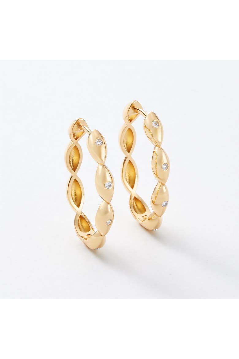 Wisteria Reversible Gold and Topaz Hoop Earrings, Alternate, color, Gold
