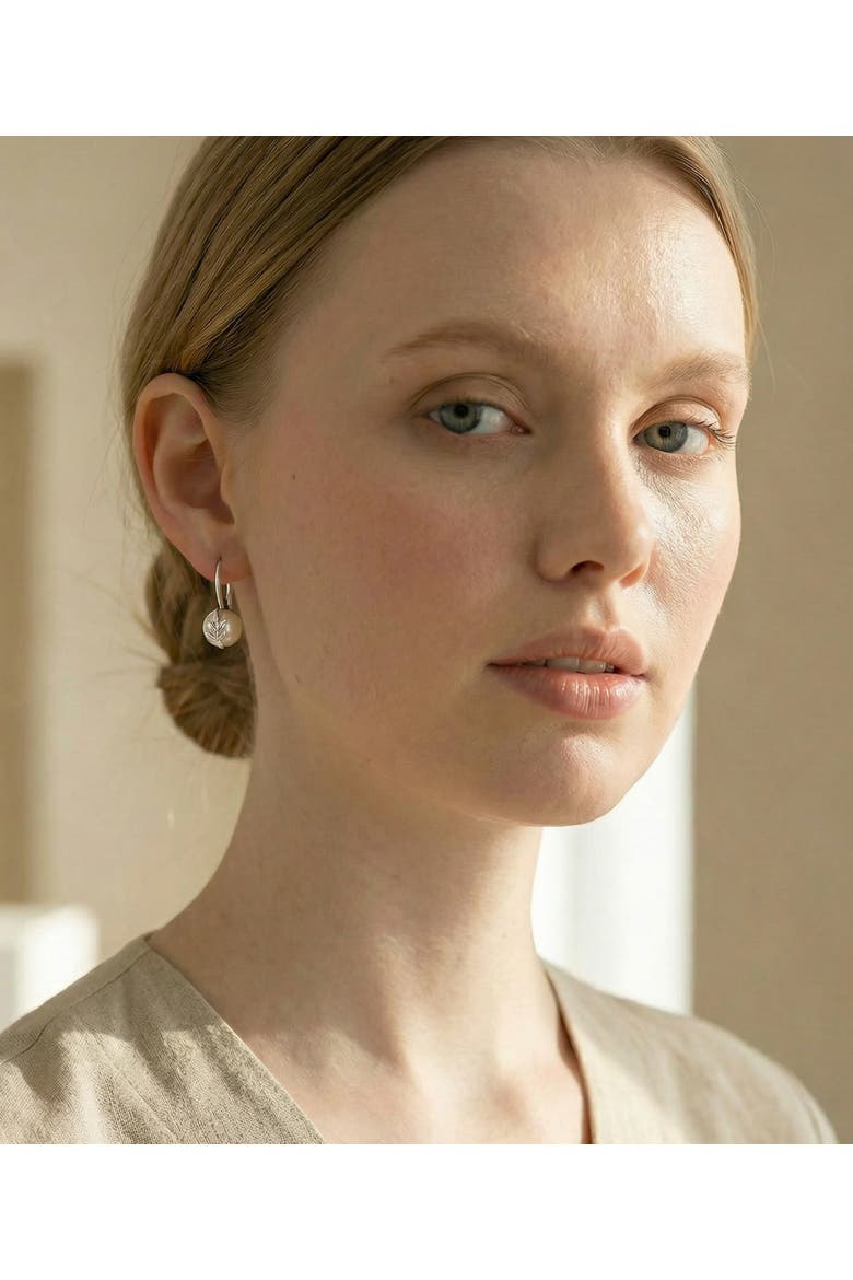 Freshwater Pearl Jayne Leaf Earrings, Alternate, color, White Gold
