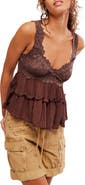 Free People Petal Party Ruffle Trim Lace Babydoll Top