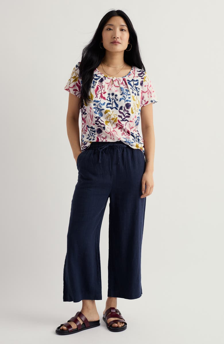 Seasalt Cornwall Appletree Floral Keyhole T-Shirt, Alternate, color,