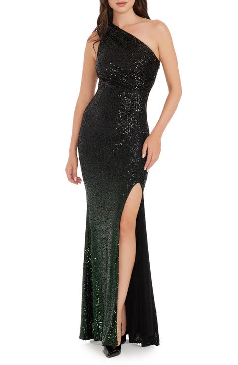 Sariah Sequin One-Shoulder Gown