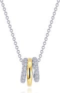 Lafonn Two-Tone Simulated Diamond Tube Charm Necklace