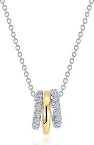 Lafonn Two-Tone Simulated Diamond Tube Charm Necklace