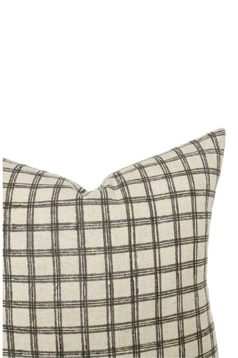 Beck Blue Brown Plaid Pillow Cover, Alternate, color, Natural