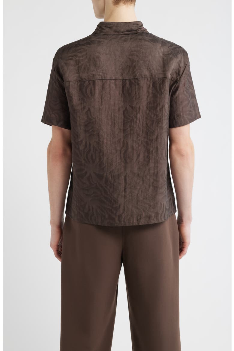 Sunburst Jacquard Short Sleeve Button-Up Shirt, Alternate, color, BROWN COCOA