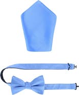 Trafalgar Sutton Solid Color Silk Bowtie and Pocket Square Combo