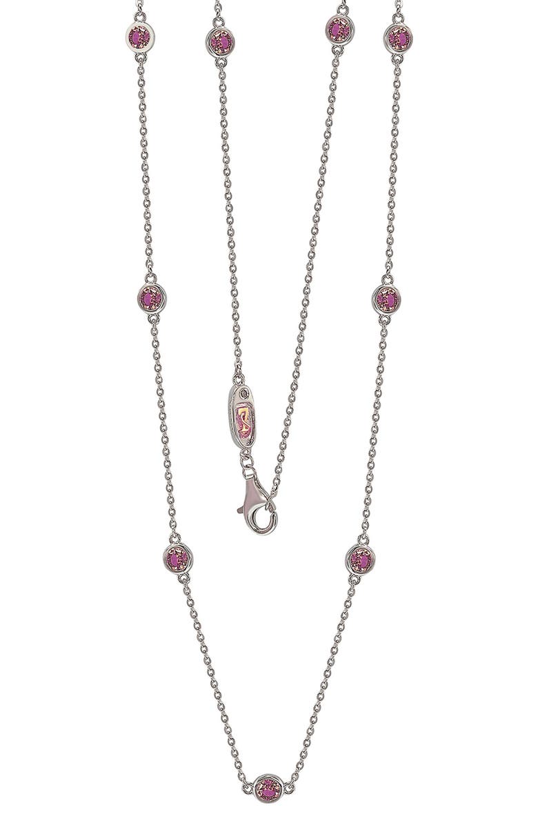 SUZY LEVIAN Sterling Silver Pink Sapphire Station Necklace, Main, color, Pink