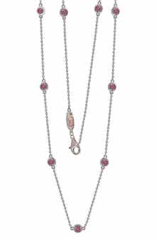SUZY LEVIAN Sterling Silver Pink Sapphire Station Necklace