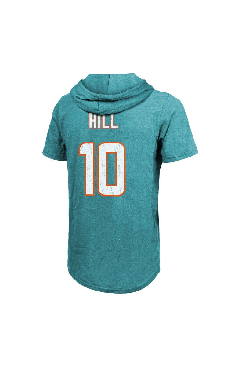 Majestic Threads Men's Majestic Threads Tyreek Hill Aqua Miami Dolphins Player Name & Number Short Sleeve Hoodie T-Shirt, Alternate, color, Aqua