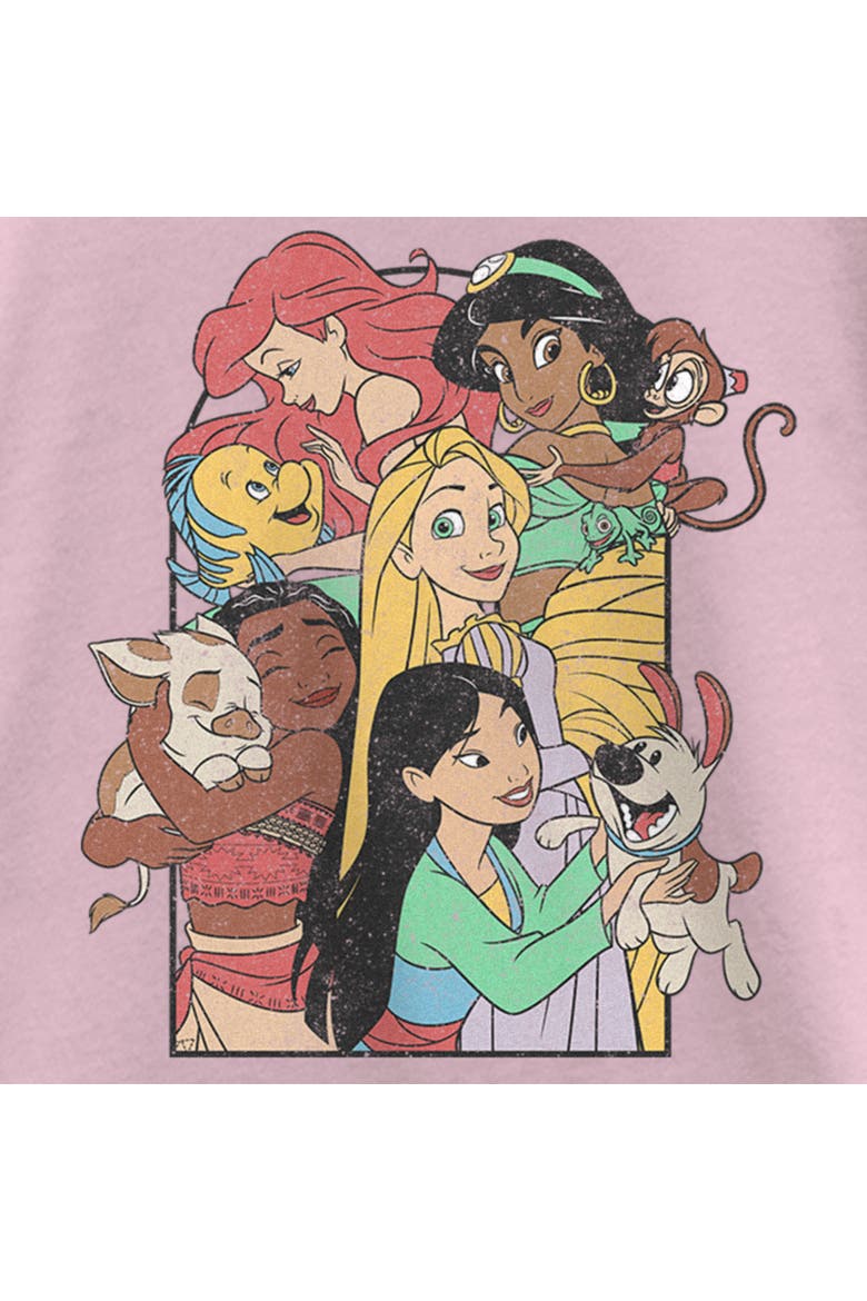 Girl's Disney Princess Pets Distressed  Graphic T-Shirt, Alternate, color, Light Pink