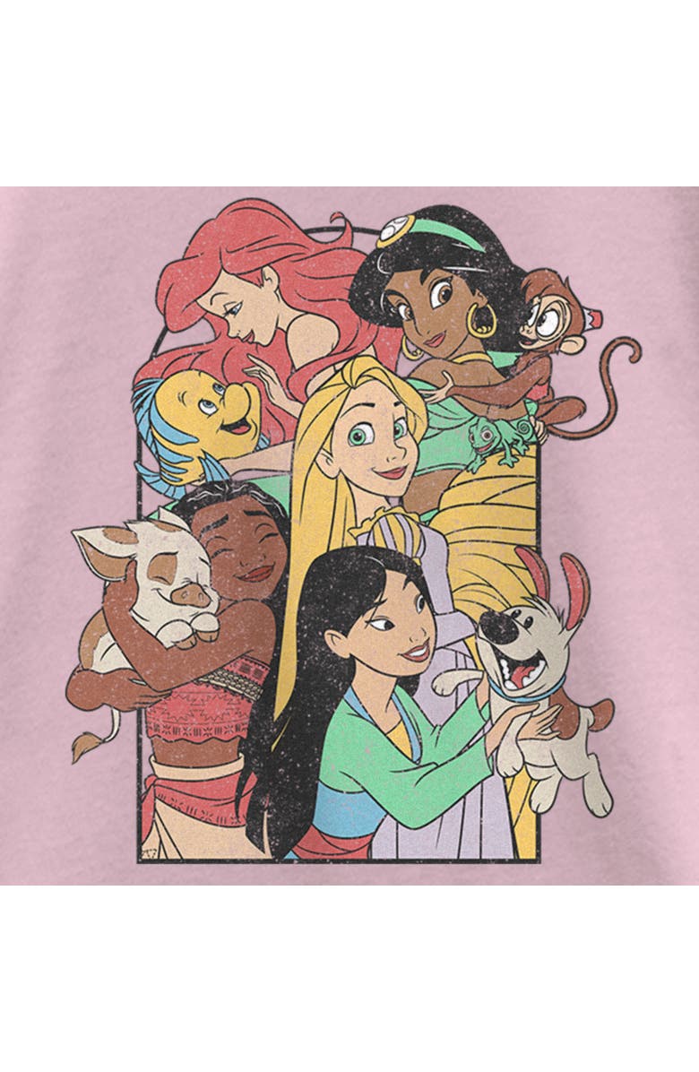 Disney Girl's Disney Princess Pets Distressed Graphic T-Shirt, Alternate, color, Light Pink