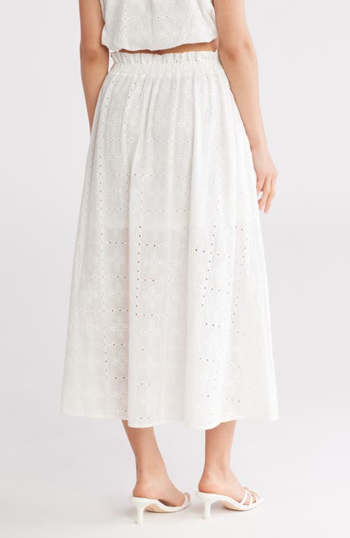 Blu Pepper Eyelet Maxi Skirt In White