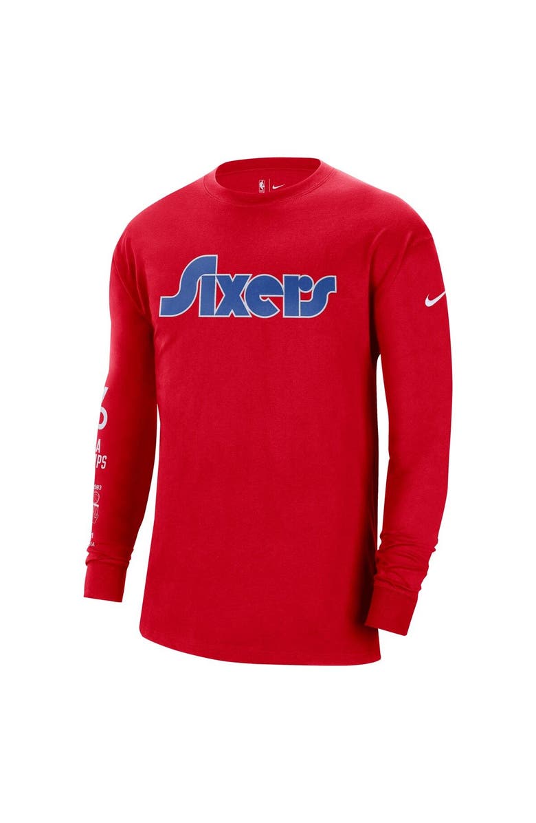 Nike Men's Nike Red Philadelphia 76ers 2021/22 City Edition Courtside Heavyweight Moments Long Sleeve T-Shirt, Alternate, color, 