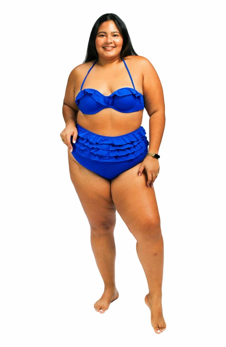 Mary Mercedes Ruby Ruffle Bikini Bottom, Alternate, color, Royal Blue