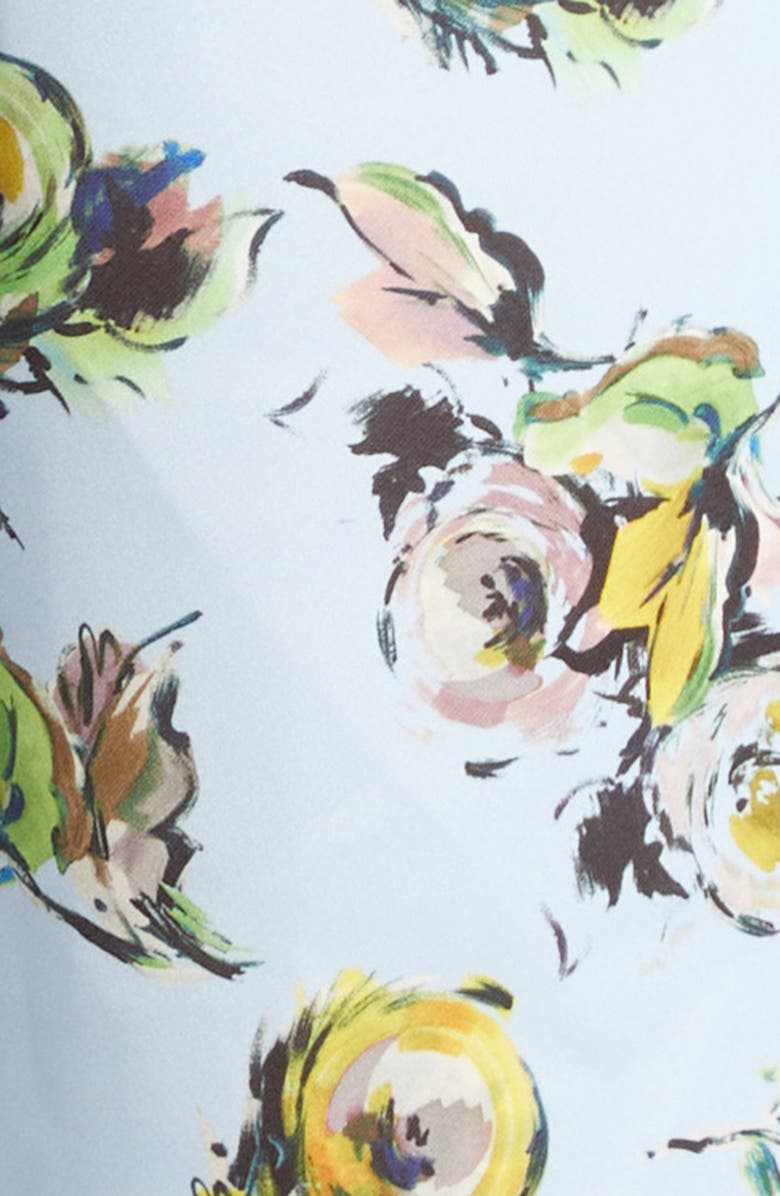 Emilia Wickstead Abella Floral Fit & Flare Midi Dress, Alternate, color, Floral Green/Yellow On Blue