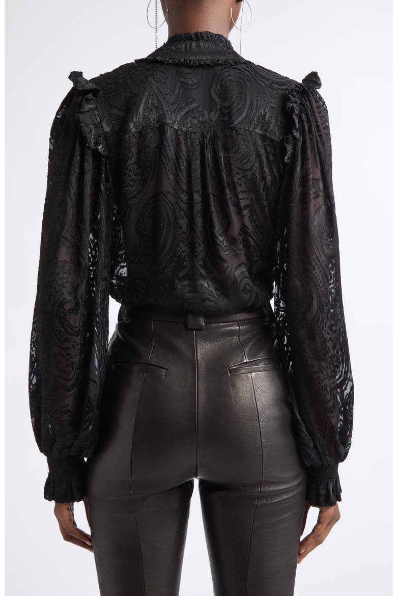 Mara Paisley Burnout Silk Blend Top, Alternate, color, BLACK PAISLEY