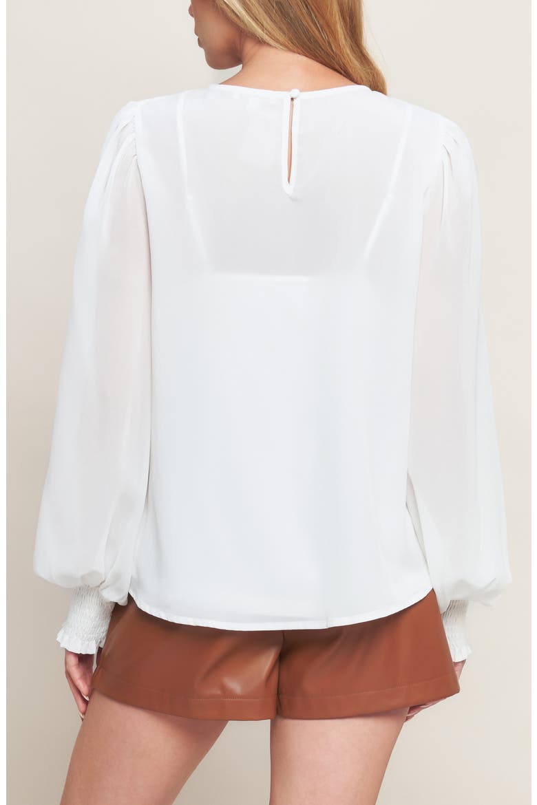 Long Sleeve Mixed Media Top, Alternate, color, WHITE