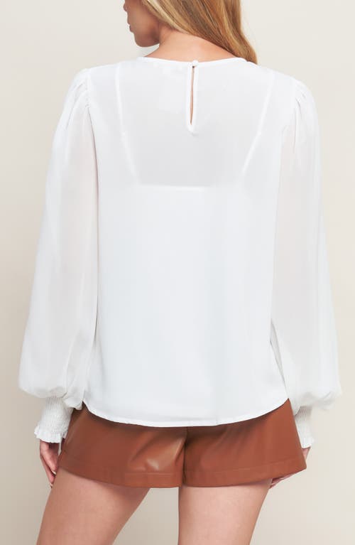 Flying Tomato Long Sleeve Mixed Media Top In White