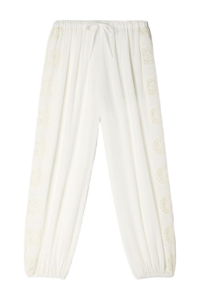Crinkled wide-leg trousers, Alternate, color, White