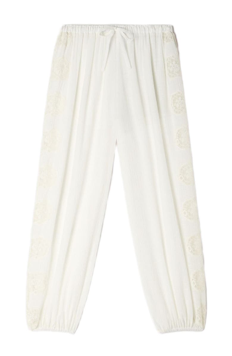 SANDRO Crinkled wide-leg trousers, Alternate, color, White