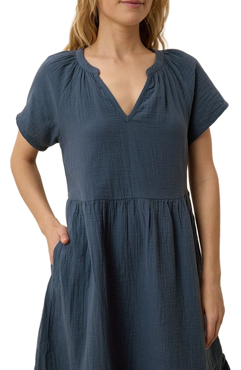 Pact Organic Cotton Coastal Double Gauze Breezy Dress, Alternate, color, French Navy
