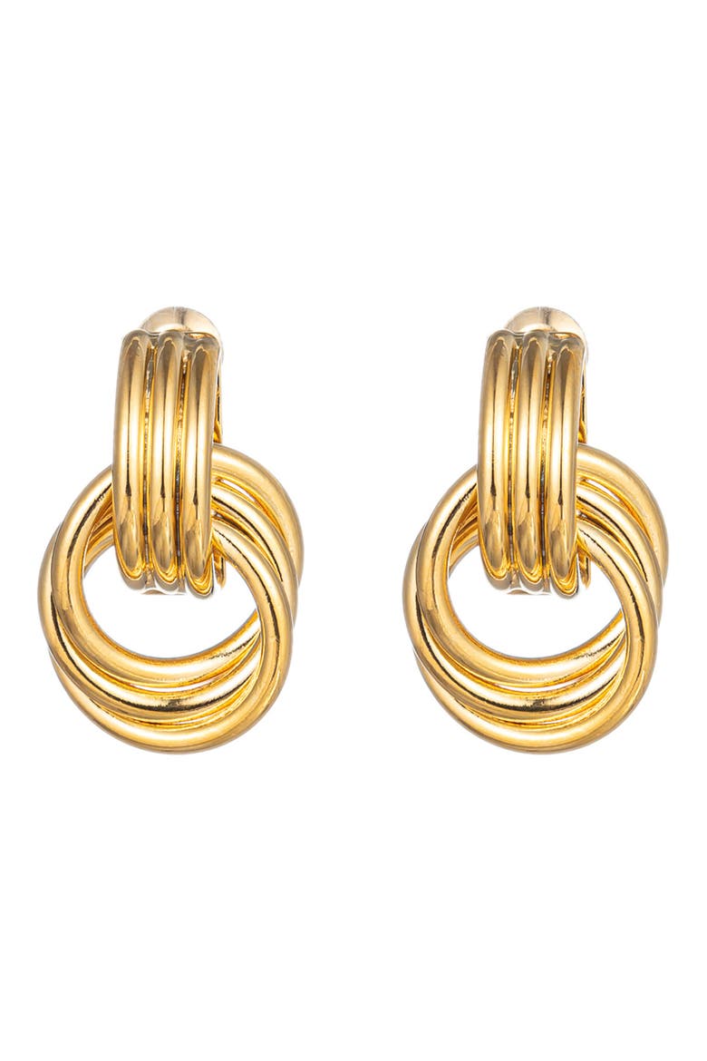 Lisa 24K Gold Plated Open Circle Drop Hoop Earrings, Main, color, GOLD