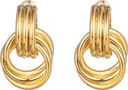 EYE CANDY LOS ANGELES Lisa 24K Gold Plated Open Circle Drop Hoop Earrings