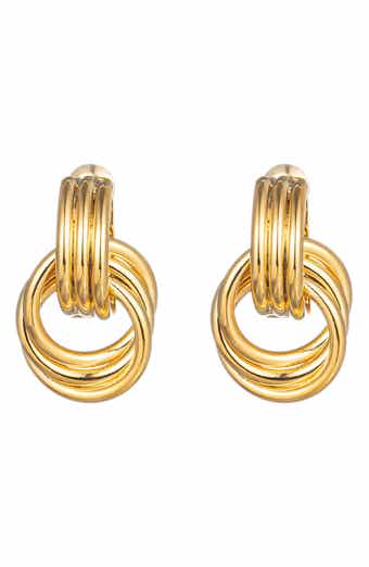 EYE CANDY LOS ANGELES Lisa 24K Gold Plated Open Circle Drop Hoop Earrings