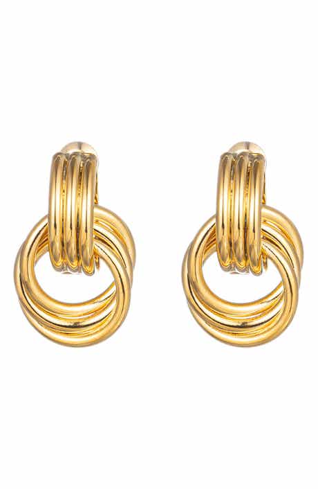EYE CANDY LOS ANGELES Lisa 24K Gold Plated Open Circle Drop Hoop Earrings