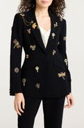 Cinq à Sept Beaded Brooches Crepe Jacket