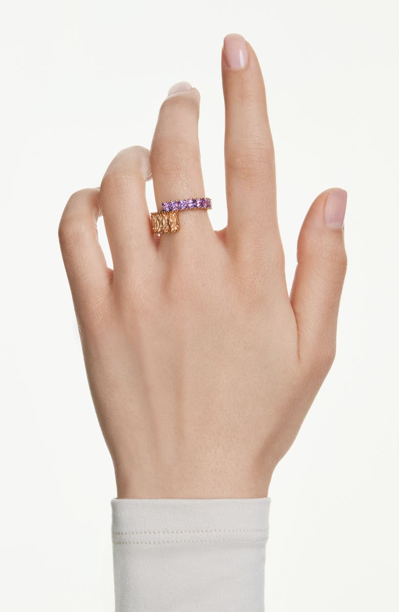 Swarovski Matrix Bypass Ring, Alternate, color, Gold/ Purple