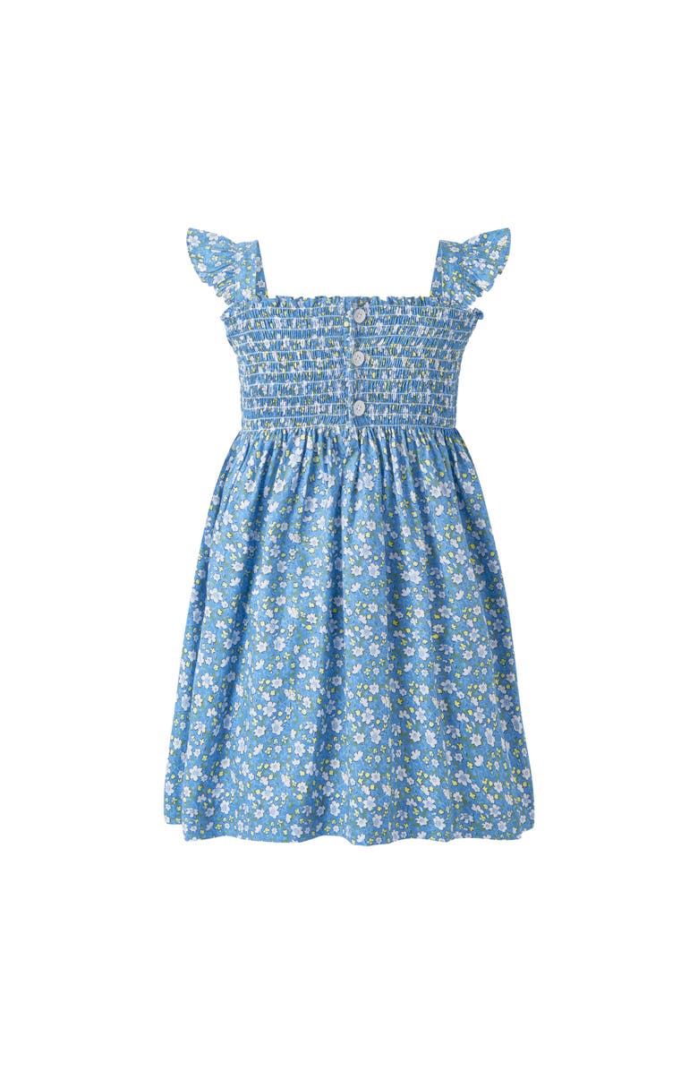 Rachel Riley Ditsy Daisy Ruched Dress, Alternate, color, Blue