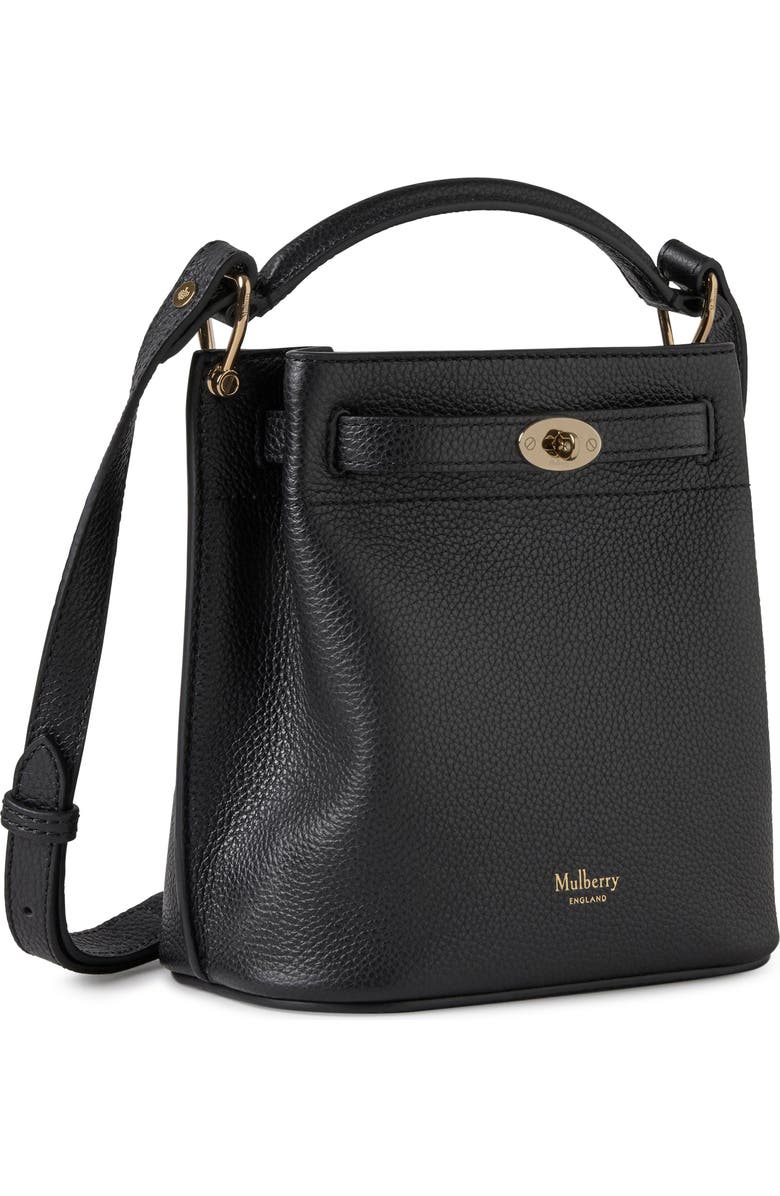 Mulberry Mini Islington Leather Bucket Bag, Alternate, color, Black