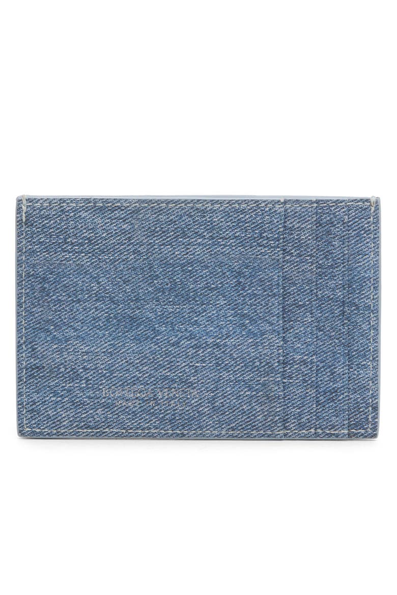 Cassette Denim Print Leather Card Case, Alternate, color, BLUE/ ICE