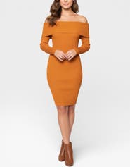 RACHEL Rachel Roy Prim Off the Shoulder Mini Sweater Dress