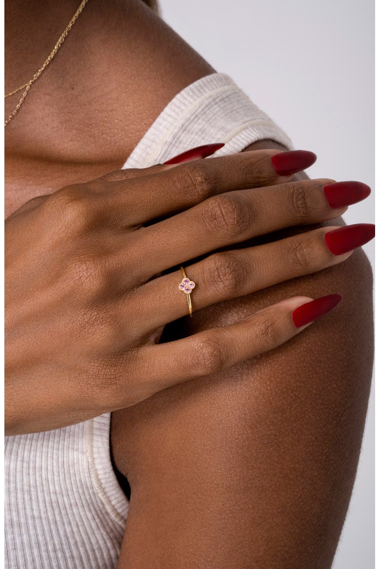 14K Gold Pink Tourmaline Clover Ring, Alternate, color, 14K YELLOW GOLD