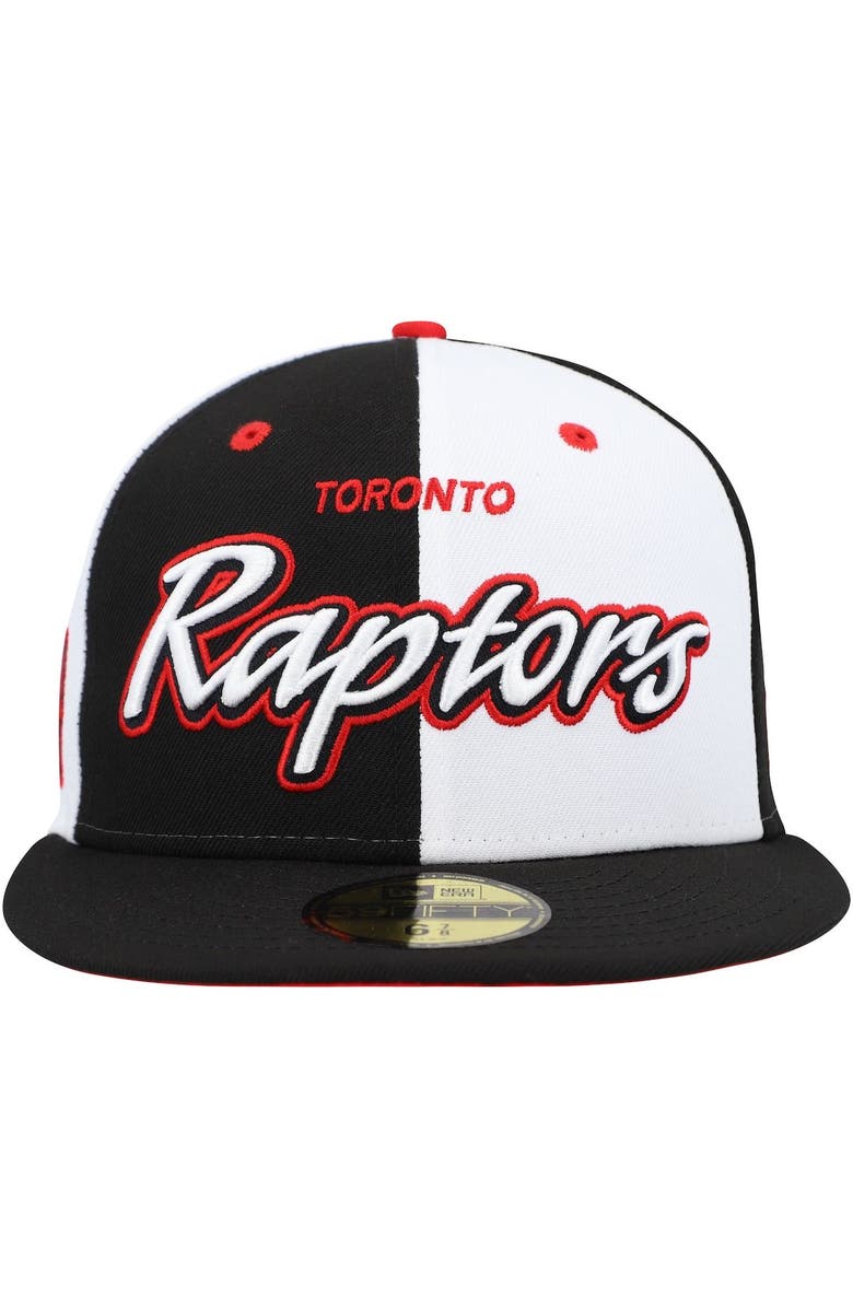 New Era Men's New Era Black/White Toronto Raptors Script Pinwheel 59FIFTY Fitted Hat, Alternate, color, 