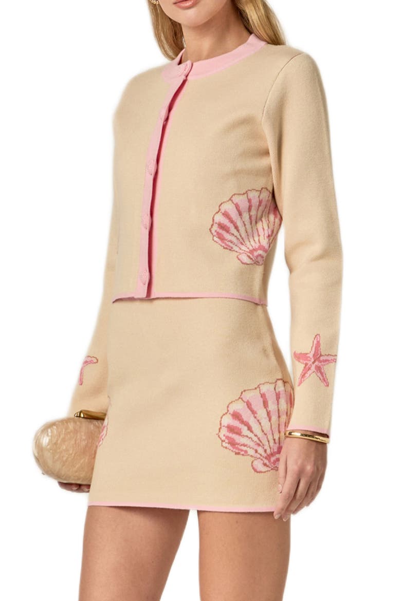 Seashell Cardigan, Alternate, color, LIGHT BEIGE/ PINK