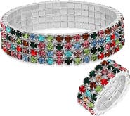 STEELTIME Cubic Zirconia Stretch Bracelet & Ring Set