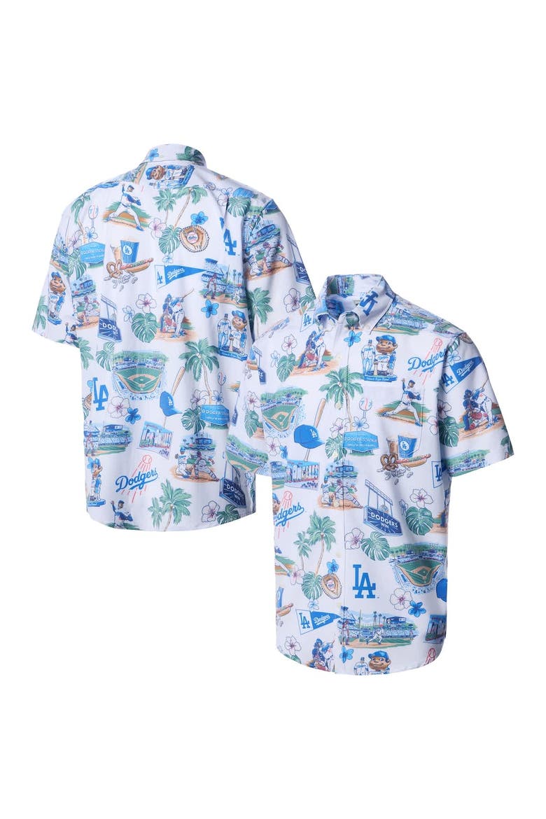 Men's Reyn Spooner  White Los Angeles Dodgers Scenic Tri-Blend Button-Down Shirt, Alternate, color, White