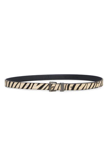 Kurt Geiger London Zebra Print Genuine Calf Hair Belt In Multi