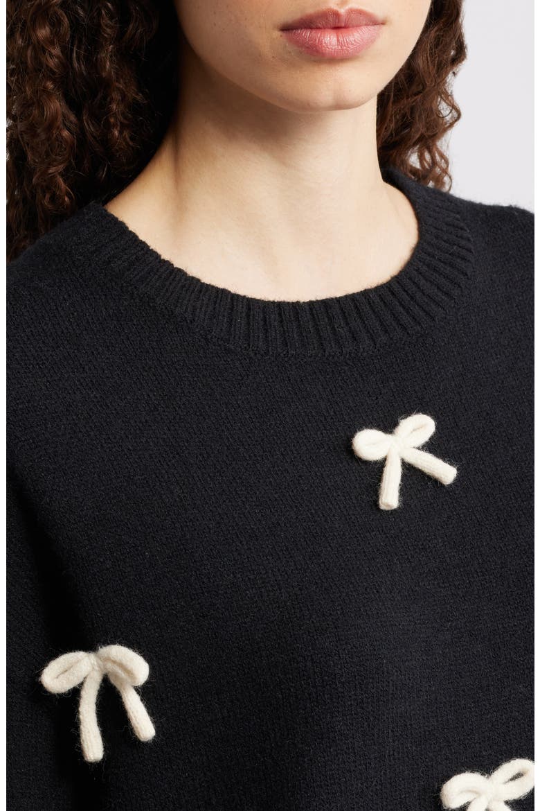 Voss Bow Sweater, Alternate, color, BLACK
