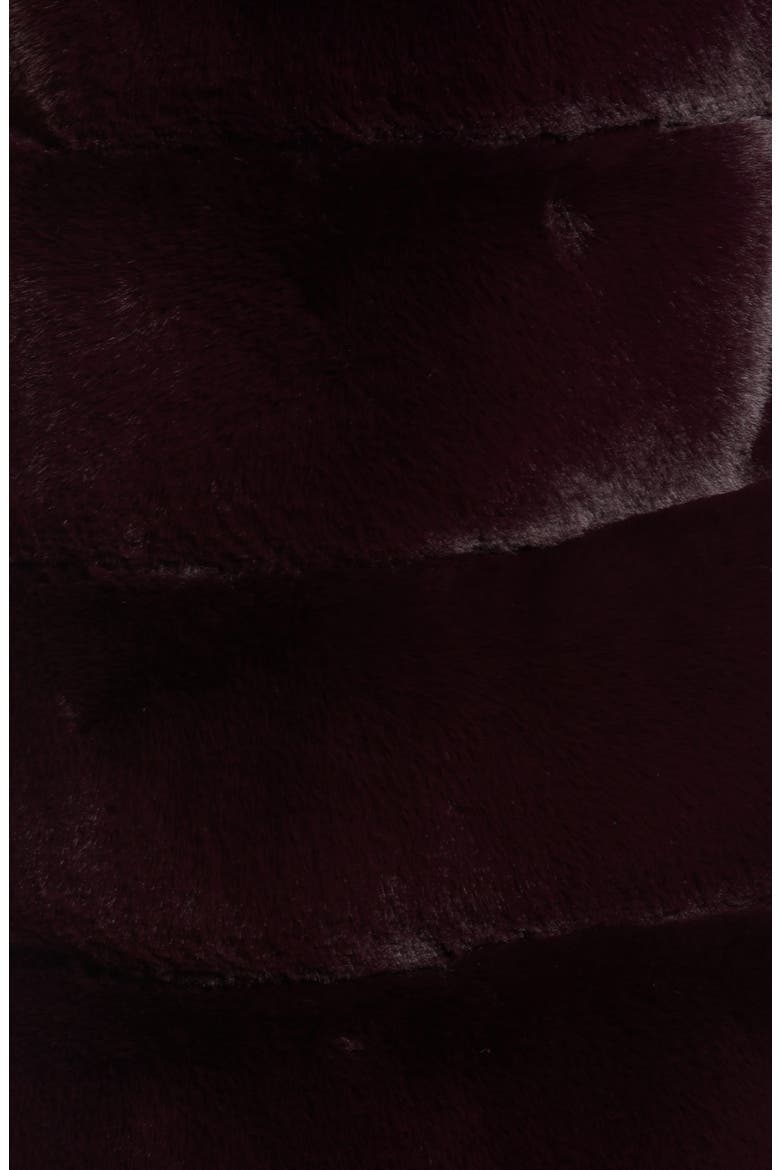 Grooved Faux Fur Hooded Vest, Alternate, color, BURGUNDY