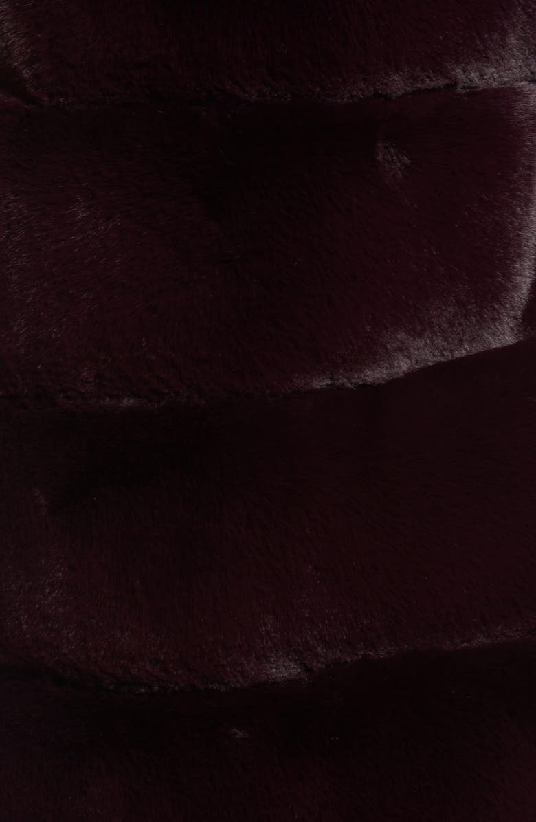 Via Spiga Grooved Faux Fur Hooded Vest, Alternate, color, Burgundy