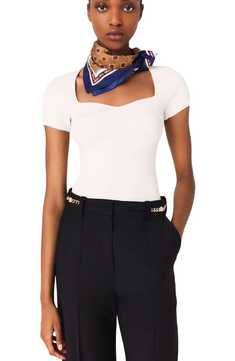 maje Knit top, Alternate, color, Ecru