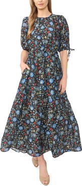 Halogen® Puff Sleeve Maxi Dress
