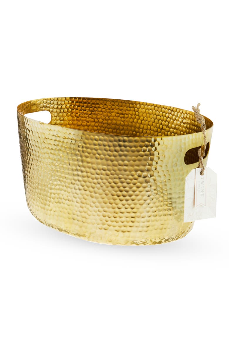 Hammered Metal Tub in Gold, Alternate, color, Gold