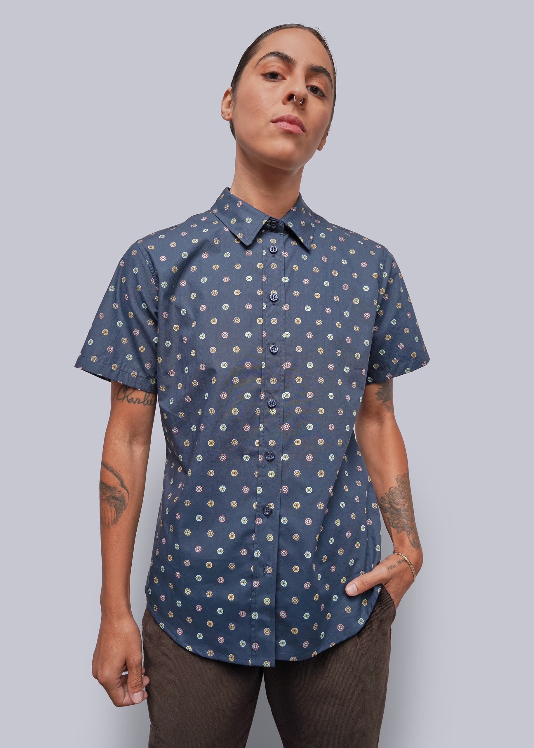 FLORAL MEDALLION NAVY