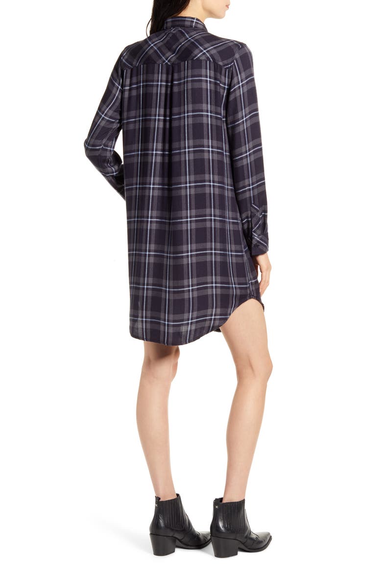 Bianca Flannel Shirtdress, Alternate, color, GREY MIDNIGHT SKY