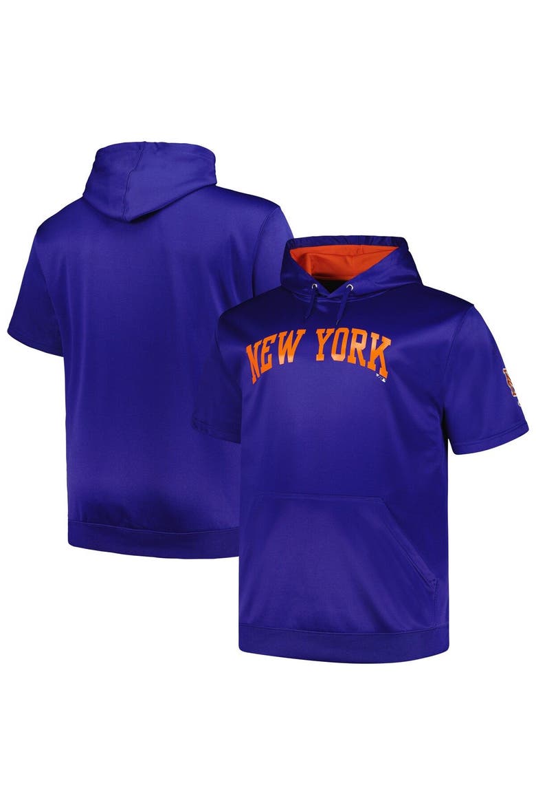 Men's Profile Royal New York Mets Big & Tall Contrast Short Sleeve Pullover Hoodie, Main, color, Royal